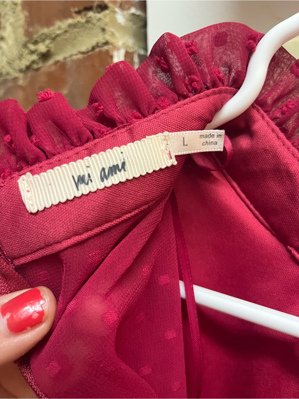 Ruffled Swiss Dot Tiered Mini Dress - Red - Picture 3 of 3
